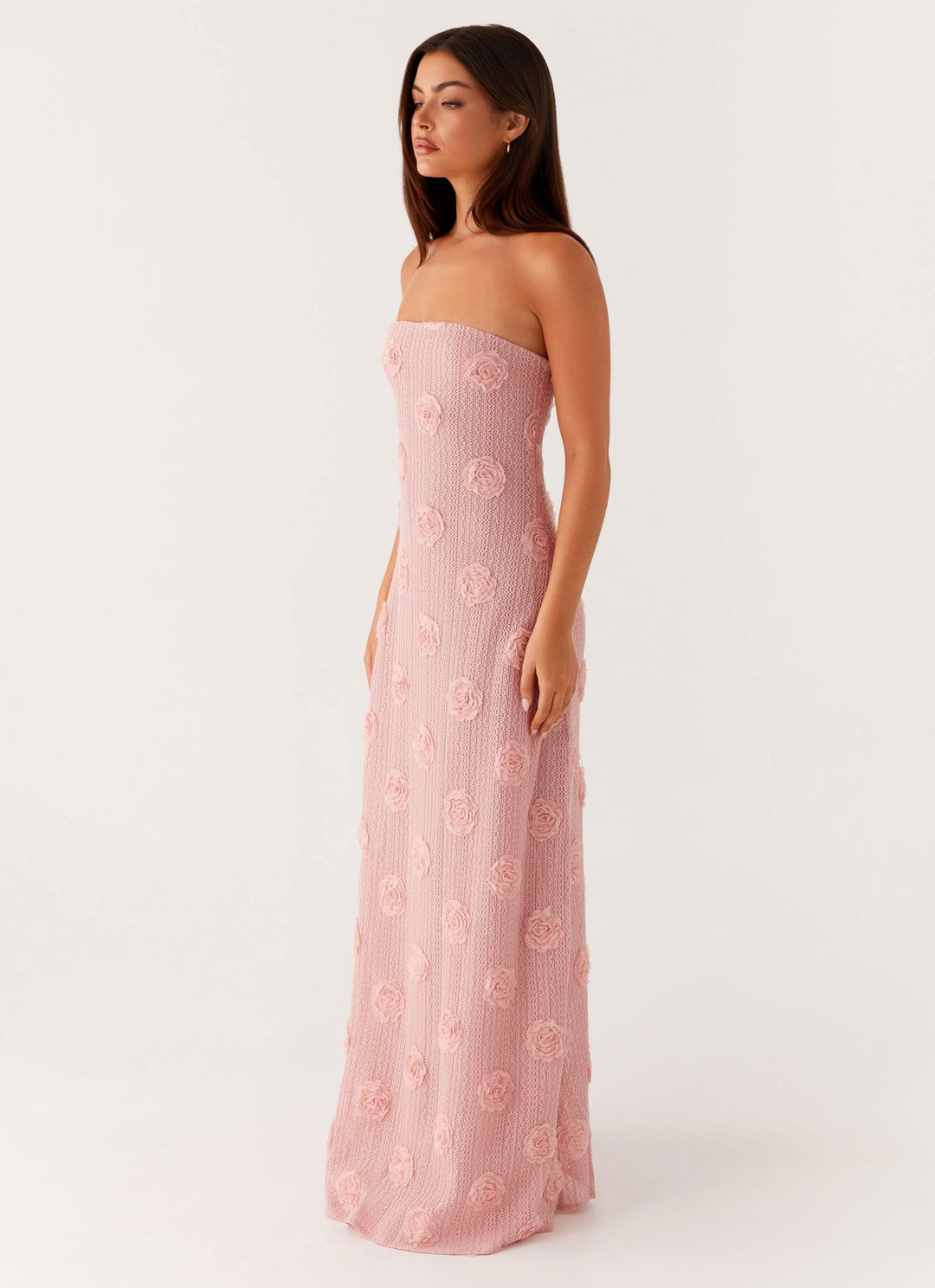 Yüksek Bel Pembe Holly Maxi Elbise
