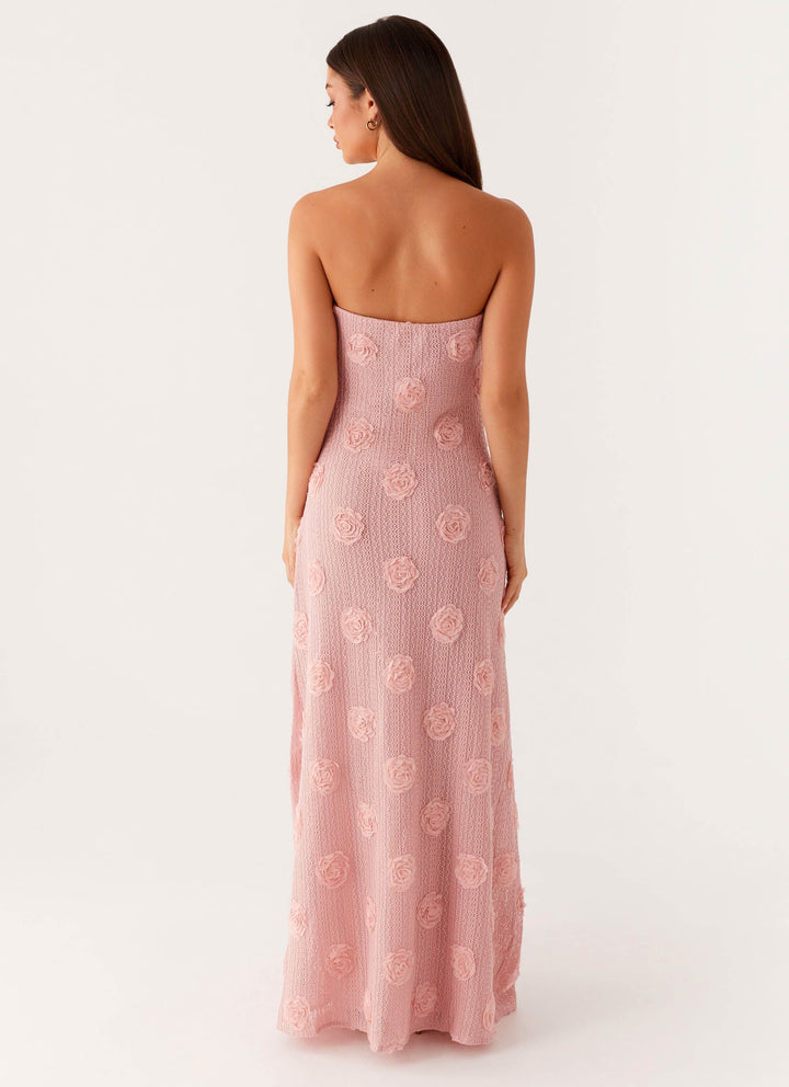 Yüksek Bel Pembe Holly Maxi Elbise
