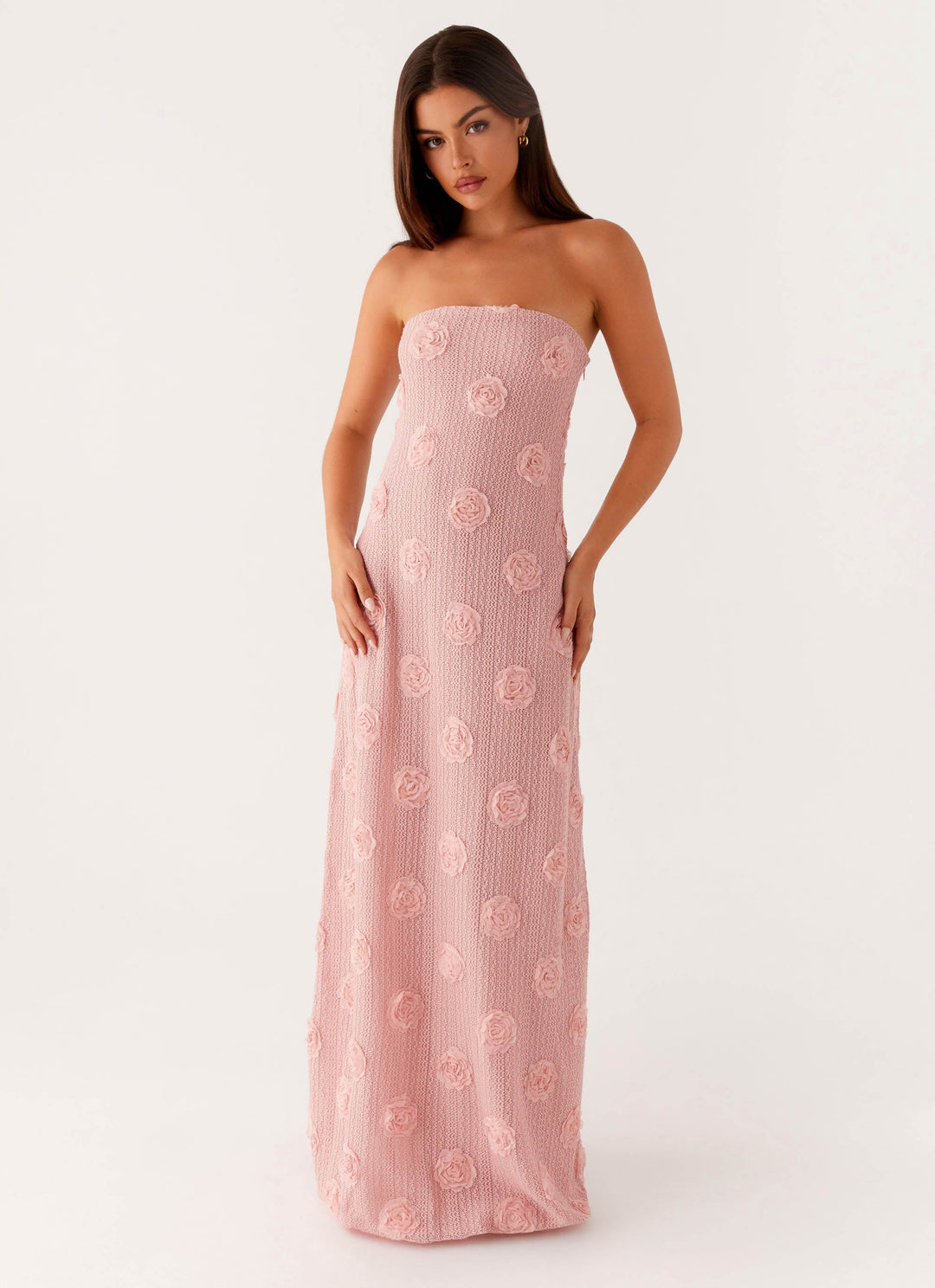 Yüksek Bel Pembe Holly Maxi Elbise