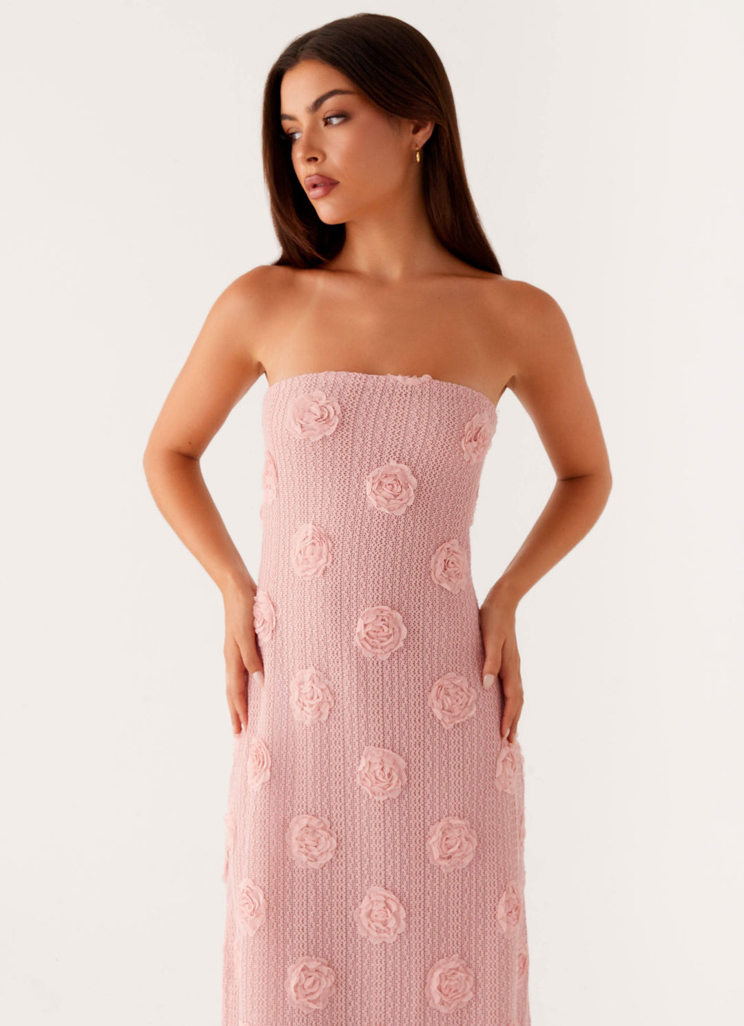 Yüksek Bel Pembe Holly Maxi Elbise