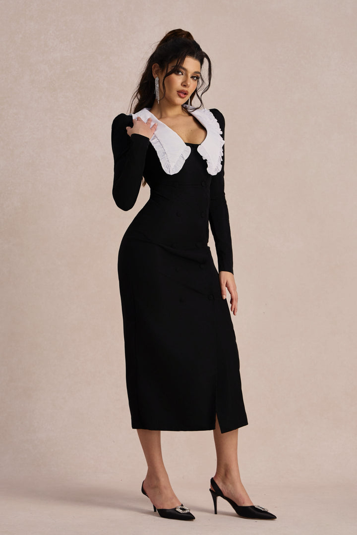 Kathy Peter Pan Yaka Modern Midi Elbise