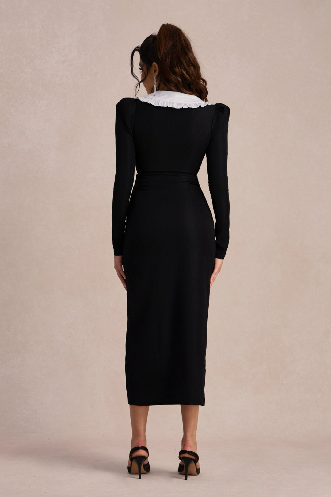 Kathy Peter Pan Yaka Modern Midi Elbise