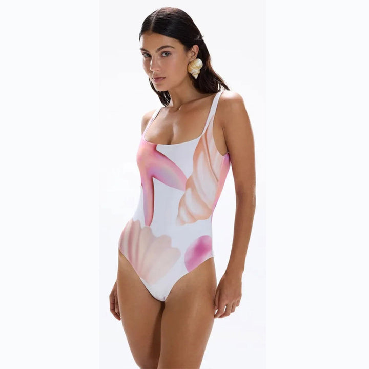 Deniz Kabuğu Desenli Lüks Monokini ve Sarong Seti
