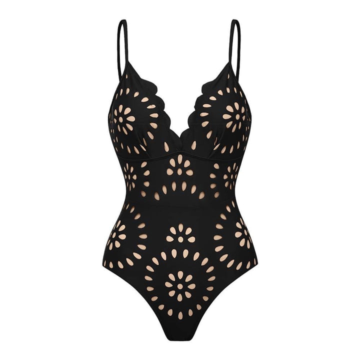 Yüksek Bel Siyah Monokini Etek Seti