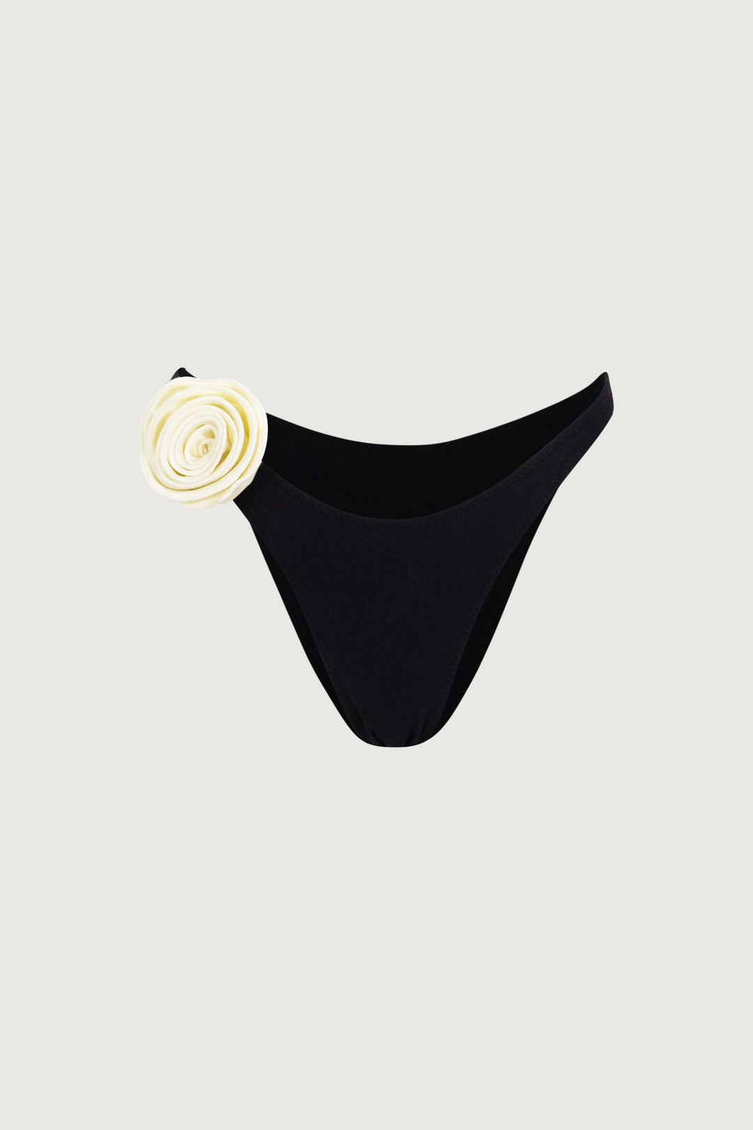 Yüksek Bel Rosette Bandeau Bikini Takımı - Siyah/Krem