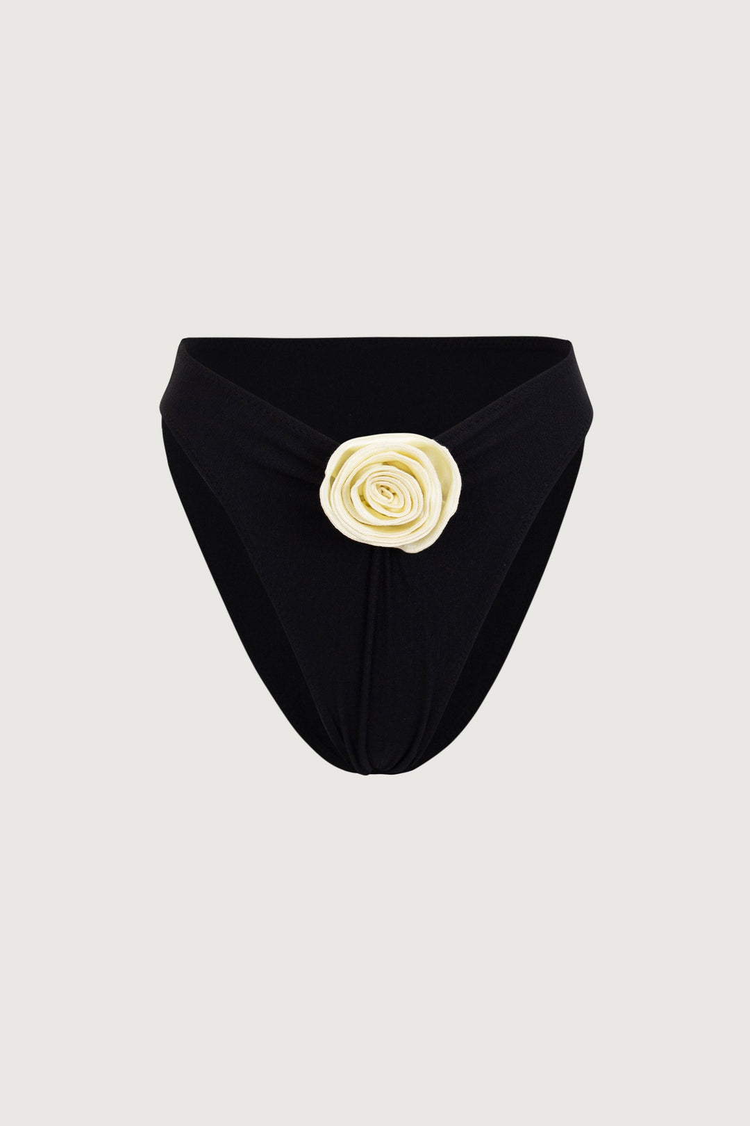 Rosette Yüksek Bel Takım - Suni Süet Siyah/Krem