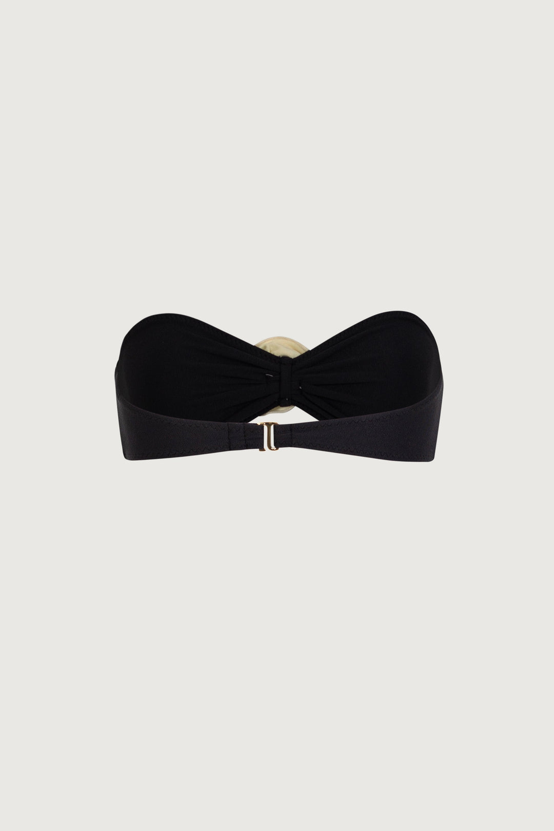 Yüksek Bel Rosette Bandeau Bikini Takımı - Siyah/Krem