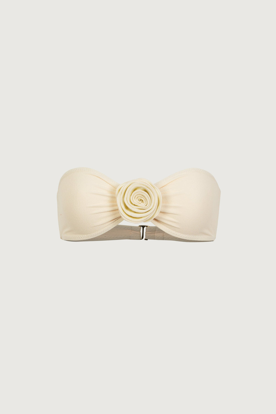 Yüksek Bel Rosette Bandeau Bikini Takımı - Krem Renk