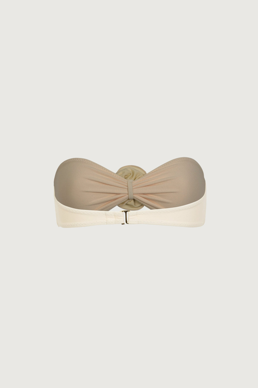 Yüksek Bel Rosette Bandeau Bikini Takımı - Krem Renk