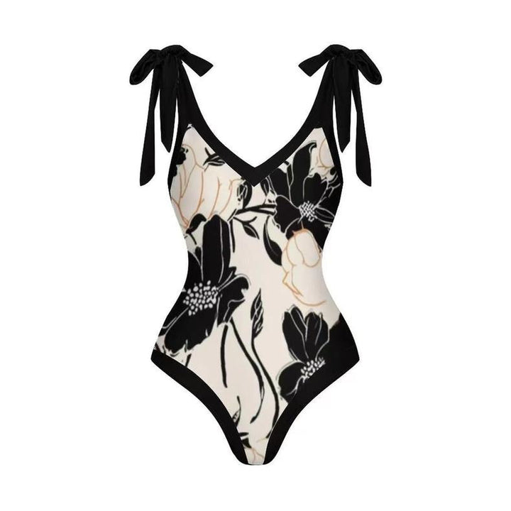Çiçek Desenli Yüksek Bel Bikini ve Pareo Seti