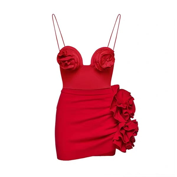Modern Etekli Gül Desenli Monokini