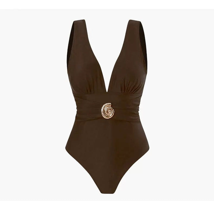 Yüksek Bel Cocoa Luxe Monokini ve Pareo Seti