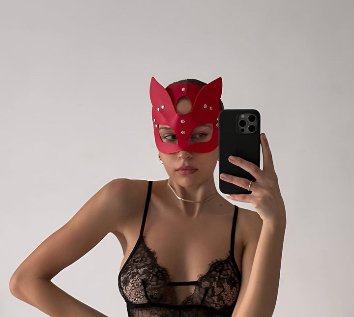 Lüks Deri Kedi Maskesi
