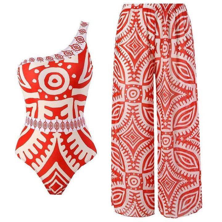 Bimba Yüksek Bel Monokini ve Geniş Paça Pantolon Seti