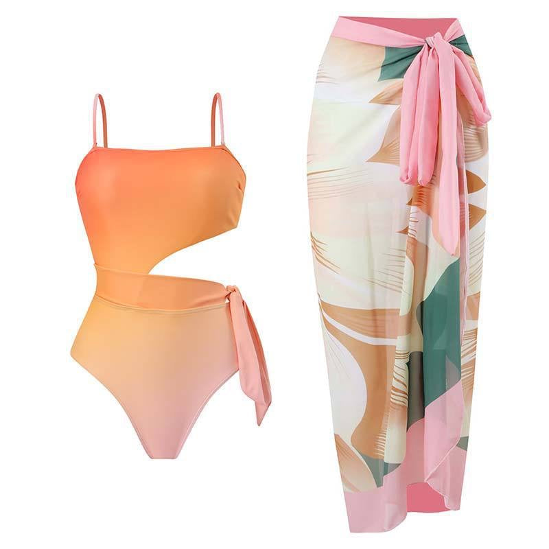 Yüksek Bel Gradient Monokini ve Pareo Seti