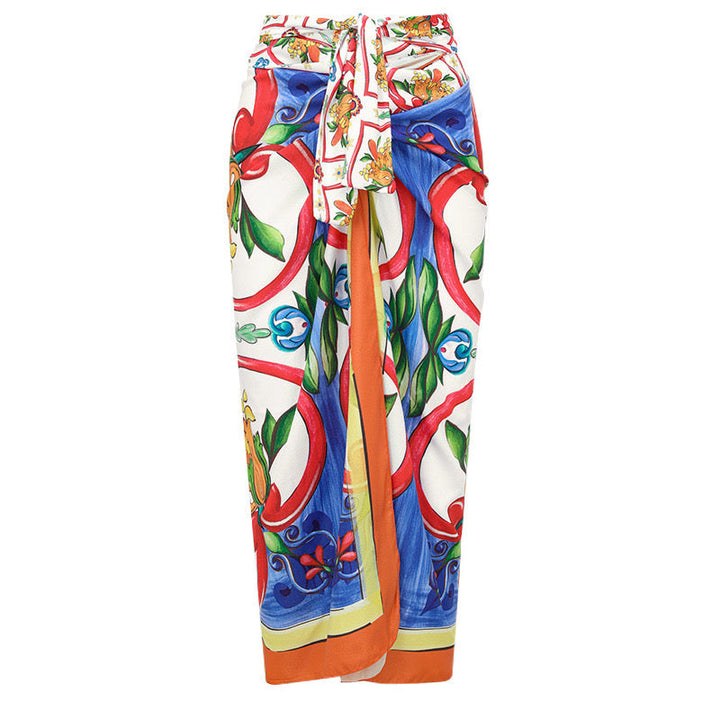 Retro Emaye Monokini ve Pareo Seti