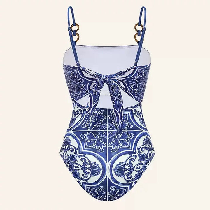 Yüksek Bel Cobalt Royale Lüks Etekli Monokini Seti