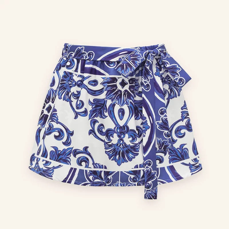 Yüksek Bel Cobalt Royale Lüks Etekli Monokini Seti
