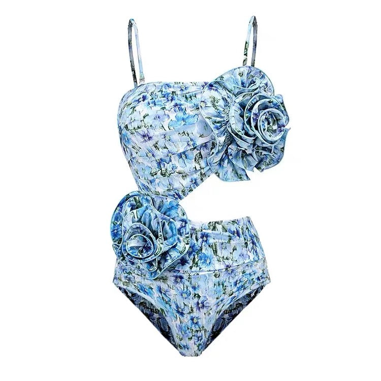 Rose Reverie Yüksek Bel Monokini Etek Seti