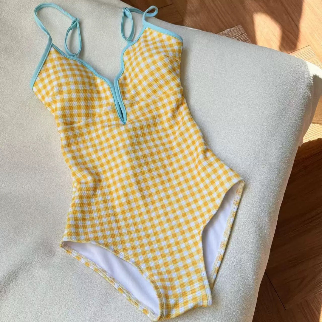 Yüksek Bel Elli Kızıl Monokini Etek Seti
