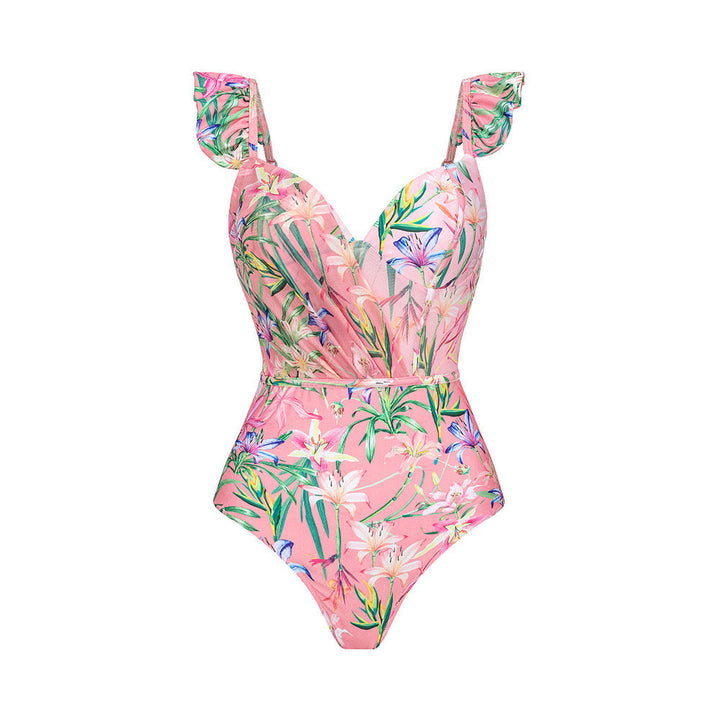 Yüksek Bel Ağ Şal Etekli Florida Monokini Seti