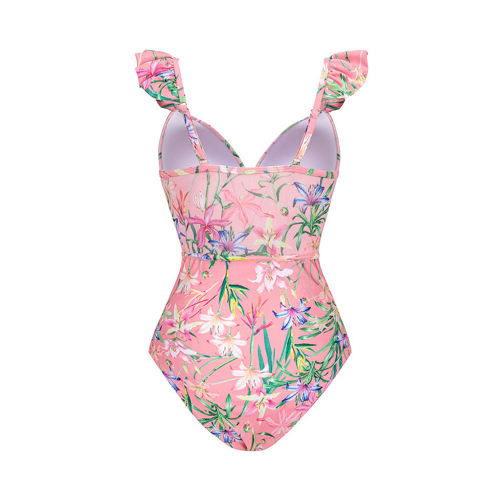 Yüksek Bel Ağ Şal Etekli Florida Monokini Seti