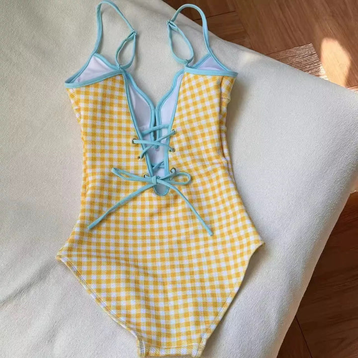 Yüksek Bel Elli Kızıl Monokini Etek Seti