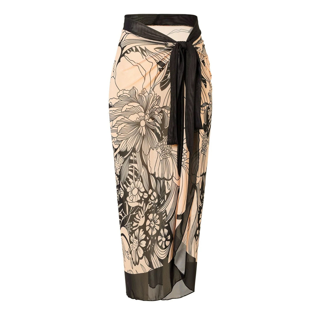Çiçek Desenli Monokini ve Sarong Seti