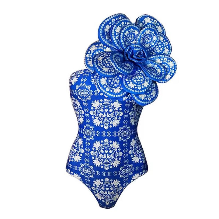 İndigo Petal Yüksek Bel Monokini Etek Seti
