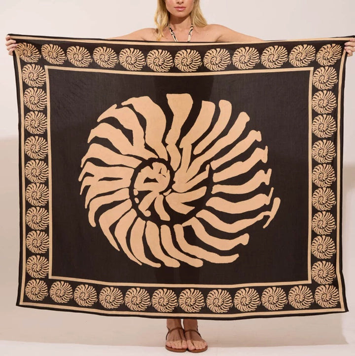 Yüksek Bel Sable Shell Monokini ve Pareo Seti