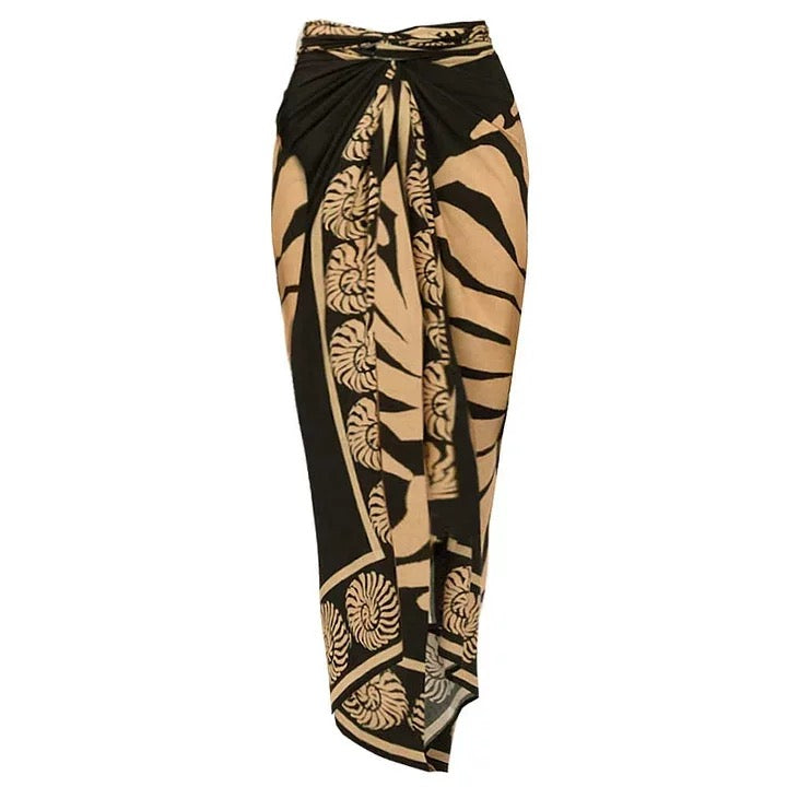 Yüksek Bel Sable Shell Monokini ve Pareo Seti