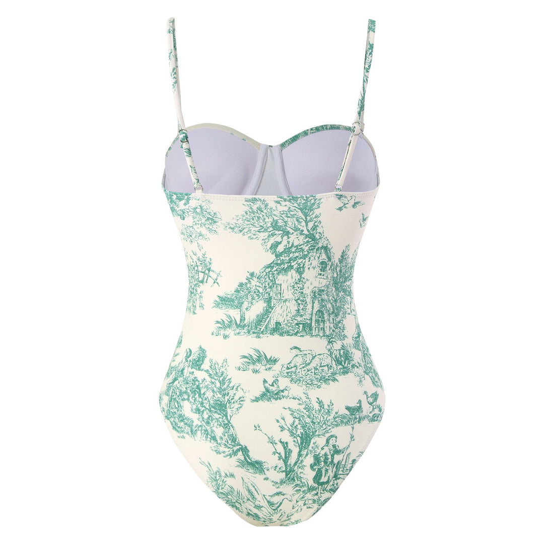 Retro Desenli Yüksek Bel Bikini Seti - Şık ve Rahat