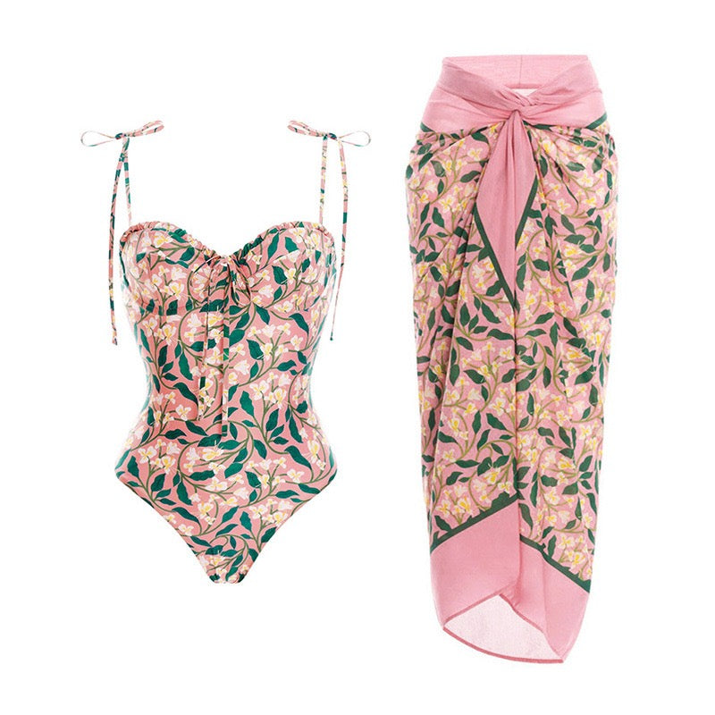 Clairz Çiçekli Monokini ve Pareo Seti