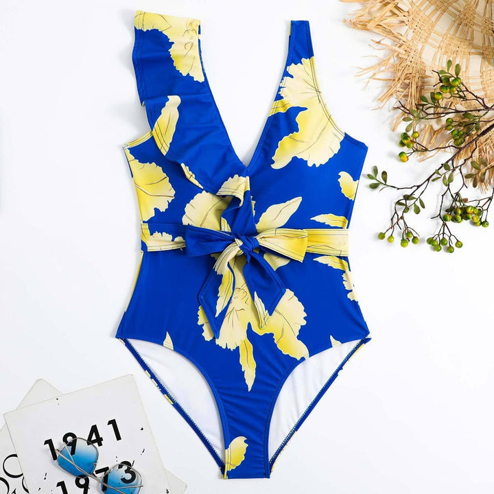Yüksek Bel Doğa Çiçekli Bikini Takımı - Lüks Yaz Modası