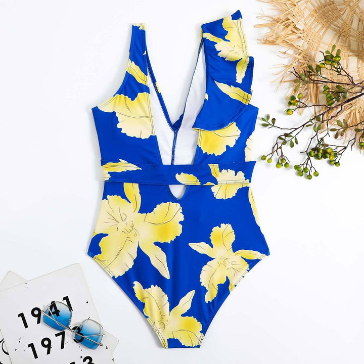 Yüksek Bel Doğa Çiçekli Bikini Takımı - Lüks Yaz Modası