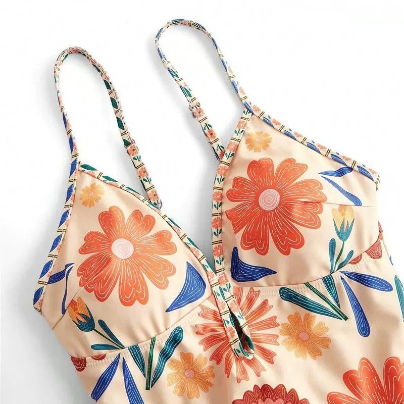 Monako Bloom Yüksek Bel Etekli Monokini Seti