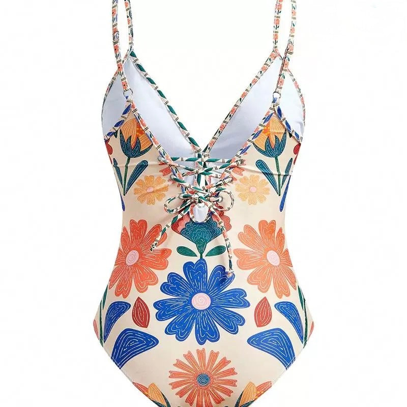 Monako Bloom Yüksek Bel Etekli Monokini Seti