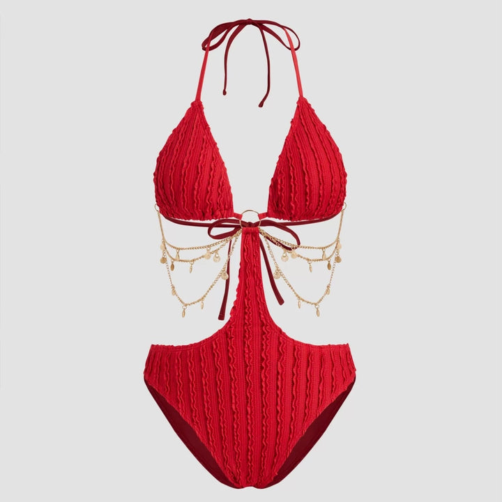 Yüksek Bel Altın Zincir Monokini