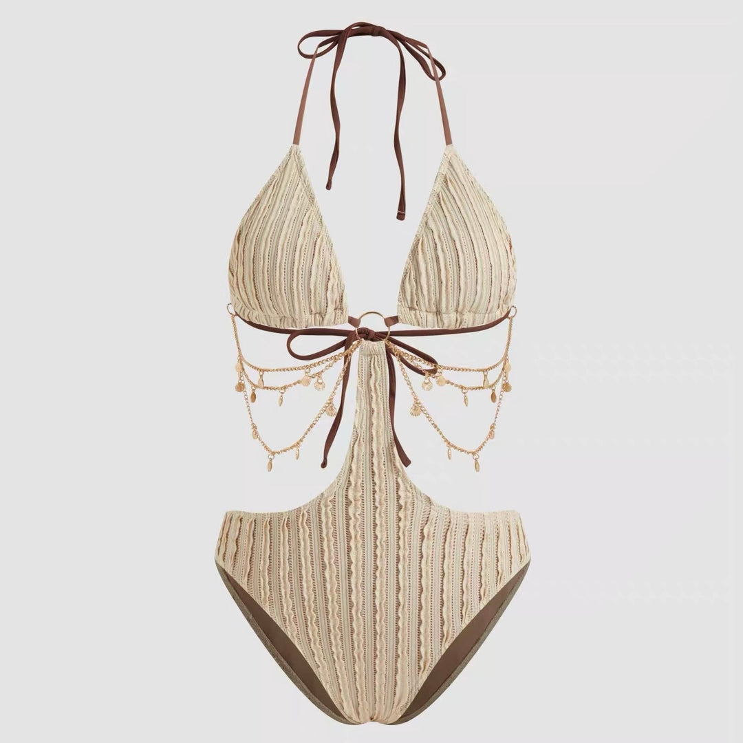 Yüksek Bel Altın Zincir Monokini
