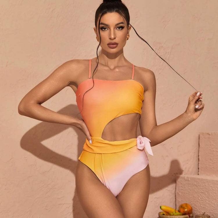Yüksek Bel Gradient Monokini ve Pareo Seti