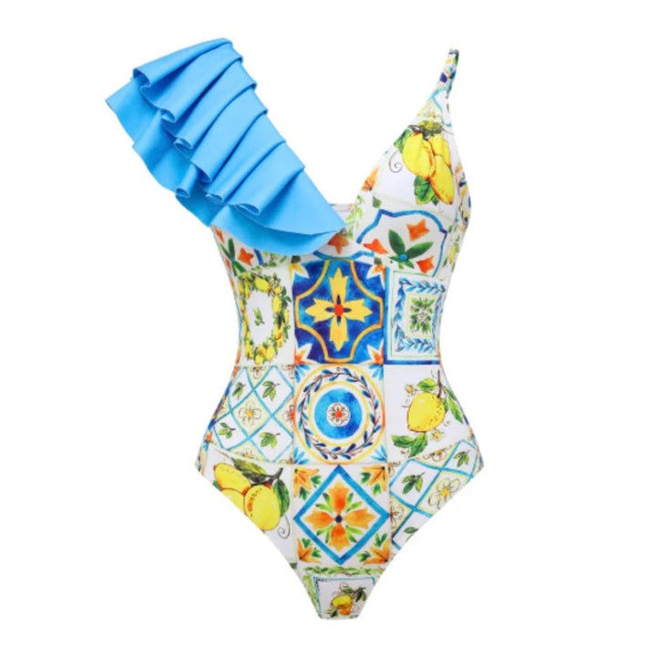 Yüksek Bel Puff &amp; Frill Bikini Takımı