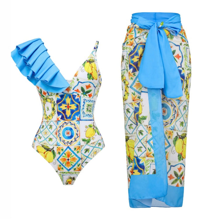 Yüksek Bel Puff &amp; Frill Bikini Takımı