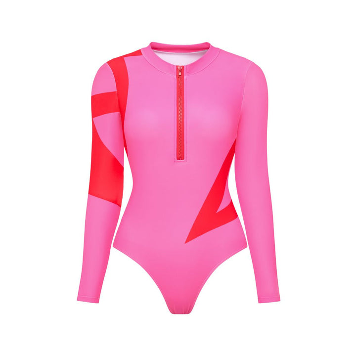 Fermuarlı Uzun Kollu Monokini ve Pareo Seti