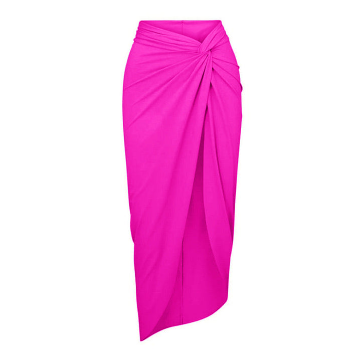 Volan Detaylı Pembe Bikini Takımı ve Elbise Seti