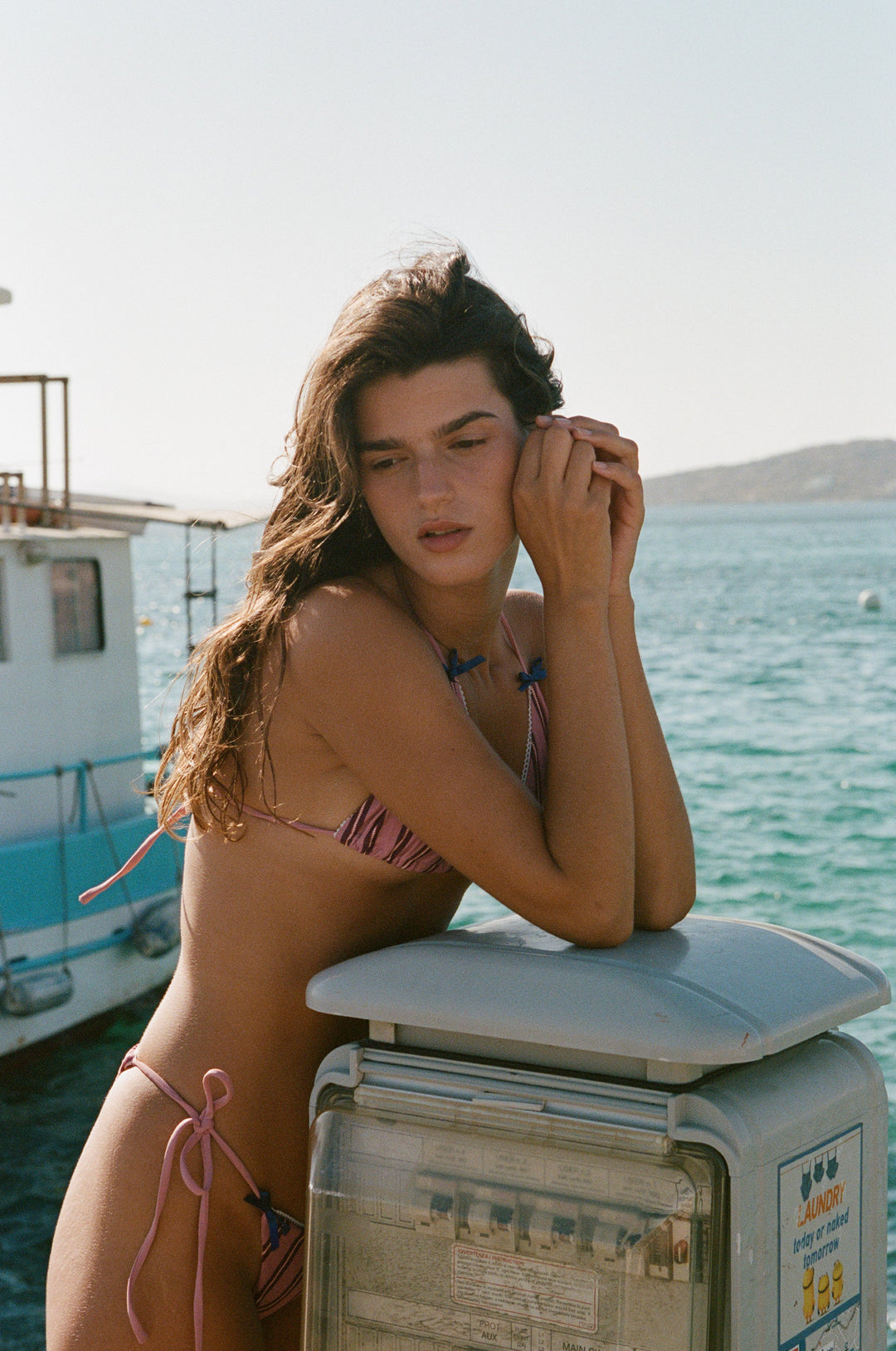 Juni Yüksek Bel Bikini Takımı | Pembe Çizgili Tasarım