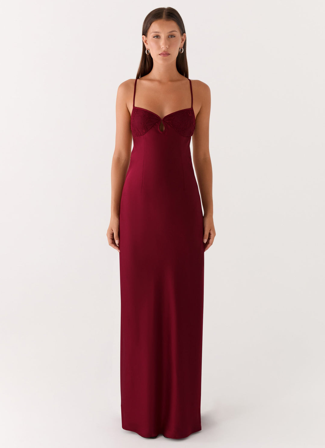 Bordo Joanie Maxi Elbise
