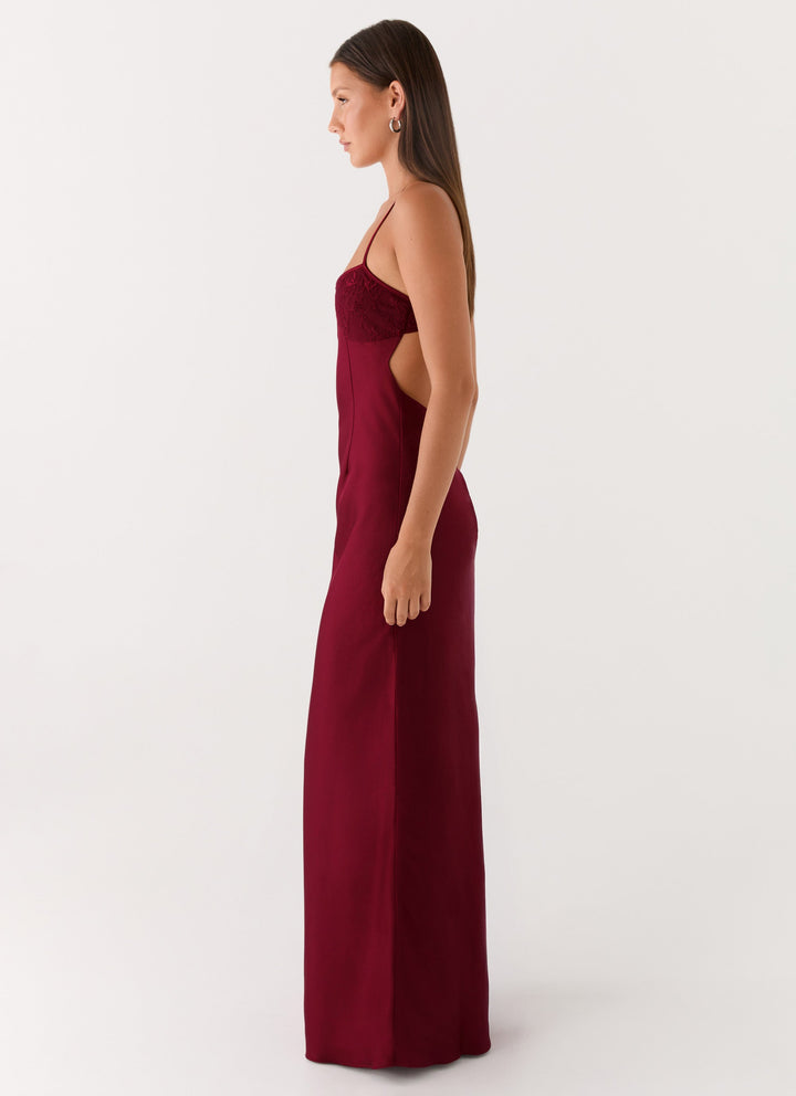 Bordo Joanie Maxi Elbise