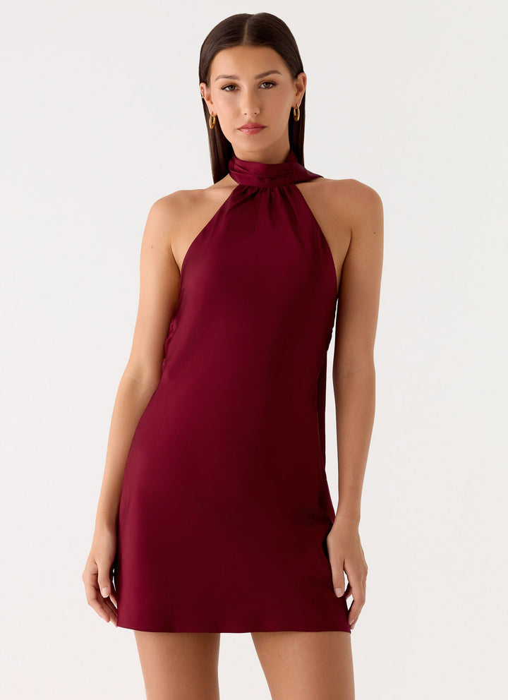 Keena Bordo Mini Elbise