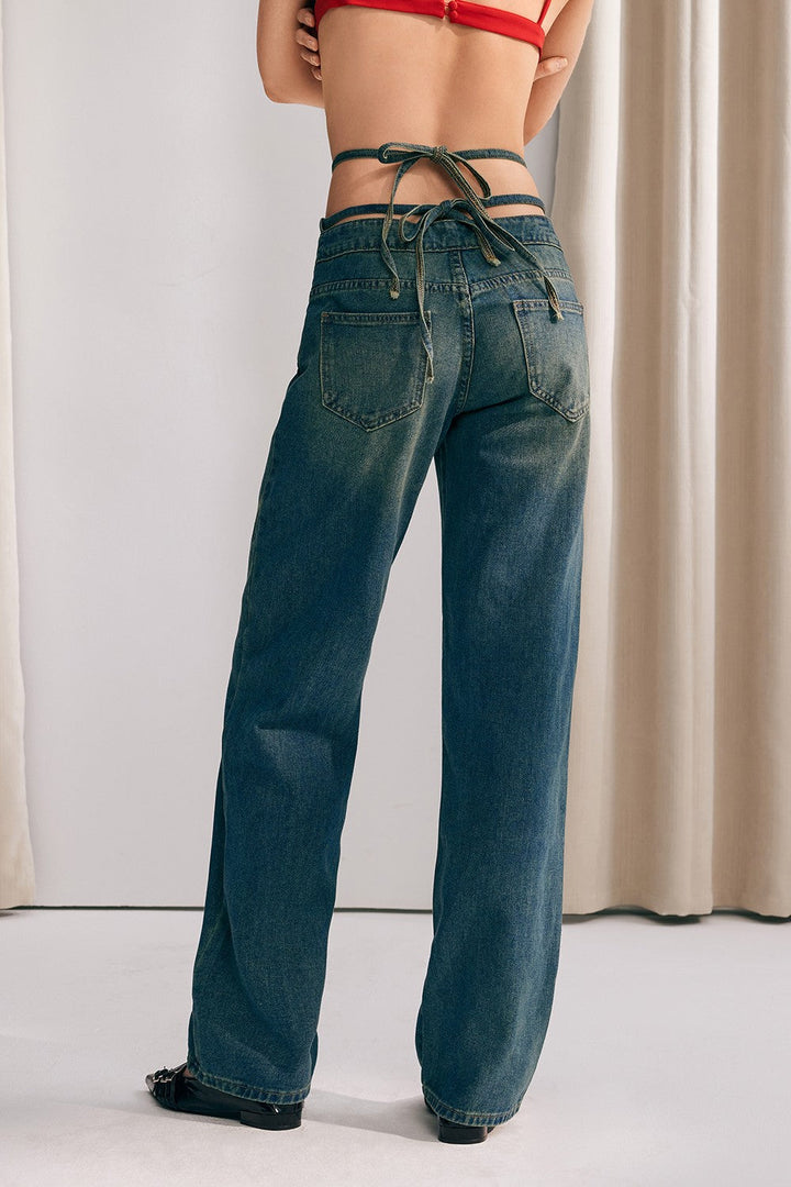 Keyla Yüksek Bel Bağcıklı Jean