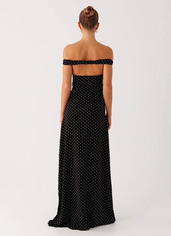 Melany Siyah Puantiye Maxi Elbise